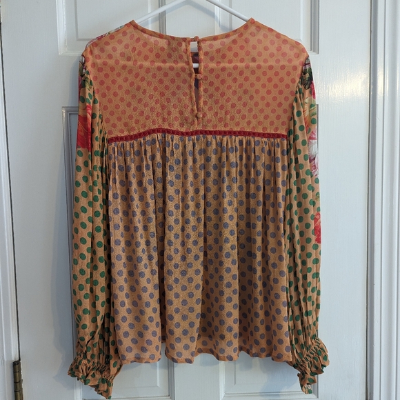 Blank London Miranda Floral dot multi print peasant balloon sleeve blouse size S - Picture 8 of 9